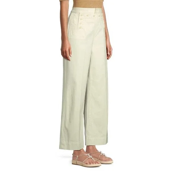 Tory Burch Button Detail Cropped Wide Leg Sailor Pants Size 6 NWOT